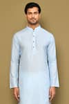 Buy_Arihant Rai Sinha_Blue Cotton Plain Straight Kurta _Online_at_Aza_Fashions