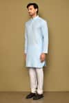 Shop_Arihant Rai Sinha_Blue Cotton Plain Straight Kurta _Online_at_Aza_Fashions