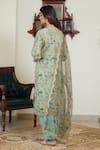 Inara Jaipur_Green Pure Chanderi Printed Floral V Neck Kurta Pant Set _Online_at_Aza_Fashions