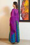 Shop_Inara Jaipur_Multi Color Georgette Printed Leheriya V Pattern Kaftan Lehenga Set _at_Aza_Fashions