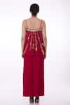 Shop_DILNAZ_Red Net Hand Embroidered Floral Applique Mirror And Cut Dana Camisole  _at_Aza_Fashions