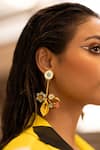 Buy_AK-OK_Gold Plated Flamingo Love Carved Dangler Earrings_at_Aza_Fashions