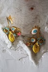 AK-OK_Gold Plated Flamingo Love Carved Dangler Earrings_Online_at_Aza_Fashions