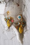 Buy_AK-OK_Gold Plated Flamingo Love Carved Dangler Earrings_Online_at_Aza_Fashions