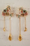 Shop_AK-OK_Gold Plated Blooming Carved Long Earrings _at_Aza_Fashions