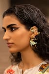 Buy_AK-OK_Gold Plated Love Bird Carved Brass Hoop Earrings _at_Aza_Fashions