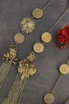 AK-OK_Gold Plated Carved Coin Scarf Necklace _Online_at_Aza_Fashions