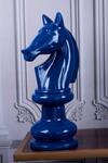 Shop_The White Ink Decor_Blue Poly Resin Knight Horse Table Decor_at_Aza_Fashions