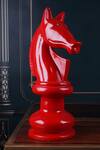 Buy_The White Ink Decor_Red Poly Resin Carved Work Horse Knight Figurine Table Decor_at_Aza_Fashions