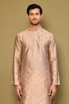 Buy_Arihant Rai Sinha_Brown Kurta Jacquard Woven Geometric Pattern Set _Online_at_Aza_Fashions