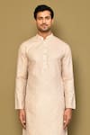 Buy_Arihant Rai Sinha_Cream Kurta Soft Cotton Printed And Embroidered Stripe Set _Online_at_Aza_Fashions