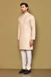 Arihant Rai Sinha_Cream Kurta Soft Cotton Printed And Embroidered Stripe Set _at_Aza_Fashions