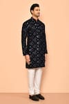 Buy_Arihant Rai Sinha_Black Velvet, Polyester Stones Mughal Sequin And Thread Embroidered Kurta Set 