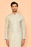 Shop_Arihant Rai Sinha_Green Kurta Soft Cotton Printed And Embroidered Paisley Jaal Set _Online_at_Aza_Fashions