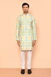 Buy_Arihant Rai Sinha_Green Kurta Soft Cotton Printed And Embroidered Vintage Tile Set _Online_at_Aza_Fashions