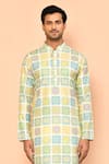 Shop_Arihant Rai Sinha_Green Kurta Soft Cotton Printed And Embroidered Vintage Tile Set _Online_at_Aza_Fashions