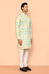 Buy_Arihant Rai Sinha_Green Kurta Soft Cotton Printed And Embroidered Vintage Tile Set 