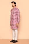 Arihant Rai Sinha_Pink Kurta Soft Cotton Printed And Embroidered Mughal Tile Set _at_Aza_Fashions