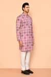 Buy_Arihant Rai Sinha_Pink Kurta Soft Cotton Printed And Embroidered Mughal Tile Set 