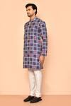 Arihant Rai Sinha_Purple Kurta Soft Cotton Printed And Embroidered Mughal Tile Set _at_Aza_Fashions