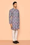 Buy_Arihant Rai Sinha_Purple Kurta Soft Cotton Printed And Embroidered Mughal Tile Set 