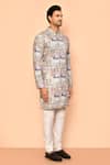 Buy_Arihant Rai Sinha_Multi Color Kurta Soft Cotton Printed And Embroidered Moroccan Tile Set 