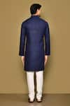 Shop_Arihant Rai Sinha_Blue Kurta Cotton Plain Mandarin Collar Solid Set _at_Aza_Fashions