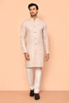 Buy_Arihant Rai Sinha_Cream Kurta Soft Cotton Churidar Poly Viscose Print Sequin Diamond Mosaic Set _at_Aza_Fashions