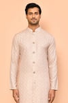 Arihant Rai Sinha_Cream Kurta Soft Cotton Churidar Poly Viscose Print Sequin Diamond Mosaic Set _Online_at_Aza_Fashions