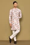 Buy_Arihant Rai Sinha_Cream Kurta Soft Cotton Churidar Poly Viscose Print Ambrosia Set _at_Aza_Fashions