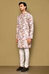 Arihant Rai Sinha_Cream Kurta Soft Cotton Churidar Poly Viscose Print Ambrosia Set _at_Aza_Fashions