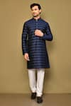 Buy_Arihant Rai Sinha_Blue Kurta Jacquard Churidar Poly Viscose Embroidery Cosmic Line Set _at_Aza_Fashions