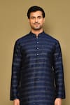 Shop_Arihant Rai Sinha_Blue Kurta Jacquard Churidar Poly Viscose Embroidery Cosmic Line Set _Online_at_Aza_Fashions