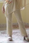 Lotus Sutr_Beige Cotton Silk Embroidery Floral Patchwork Round Top Pant Set_Online_at_Aza_Fashions