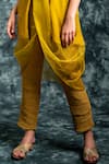 Lotus Sutr_Green Organza Embroidery Macrame V Plain Jacket Pant Set With Belt _Online_at_Aza_Fashions