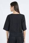 Shop Banana Labs Black Cotton Hand Block Print Stripe Round Neck Slapper Top at Aza Fashions Shop_Banana Labs_Black Cotton Hand Block Print Stripe Round Neck Slapper Top_at_Aza_Fashions