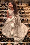 Buy_Nikasha_Grey Round Chanderi Hand Painted Saree With Blouse For Women_at_Aza_Fashions