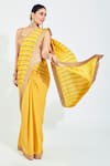 Buy_Nikasha_Yellow Crepe Sweetheart Neck Embroidered Saree With Blouse_at_Aza_Fashions