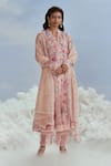 Buy_Nachiket Barve_Pink Kurta And Dupatta Organza Embroidered Mehtab Bagh Kalidar Set  _at_Aza_Fashions