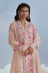 Shop_Nachiket Barve_Pink Kurta And Dupatta Organza Embroidered Mehtab Bagh Kalidar Set  _at_Aza_Fashions