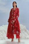 Buy_Nachiket Barve_Red Kurta And Dupatta- Organza Embroidered Mehtab Bagh Kalidar Set  _at_Aza_Fashions