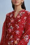 Nachiket Barve_Red Kurta And Dupatta- Organza Embroidered Mehtab Bagh Kalidar Set  _Online_at_Aza_Fashions