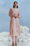 Buy_Nachiket Barve_Pink Kurta And Dupatta Organza Embroidered Floral Izmir Pant Set  _at_Aza_Fashions