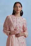 Nachiket Barve_Pink Kurta And Dupatta Organza Embroidered Floral Izmir Pant Set  _Online_at_Aza_Fashions