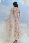 Shop_Nachiket Barve_Ivory Kurta And Dupatta Organza Embroidered Floral Izmir Kalidar Set  _at_Aza_Fashions