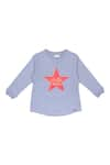 Buy_Rang by Lespetits_Blue Fleece Stella Rossa Star Pattern Sweatshirt  _at_Aza_Fashions