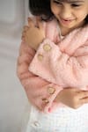 Ruchika lath label_Pink Faux Fur Textured Full Sleeve Jacket _Online_at_Aza_Fashions