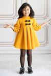Buy_Ruchika Lath Label_Yellow Neoprene, Crepe Bows Placement Crystal Embroidered Dress _at_Aza_Fashions
