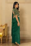 Paulmi and Harsh_Green Saree Georgette Hand Pre-stitched With Blouse And Belt  _Online_at_Aza_Fashions