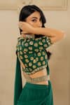 Buy_Paulmi and Harsh_Green Saree Georgette Hand Pre-stitched With Blouse And Belt  _Online_at_Aza_Fashions